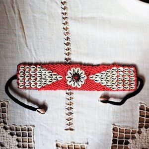 Hand Woven Seashell and Bead Loom Vintage Bracelet